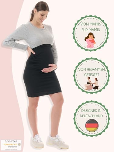 Herzmutter Umstandsrock Schwangerschaftsrock - Mini - doppellagiger Bauchteil - Bleistiftrock für die Schwangerschaft - 6500 (Mini, XL)