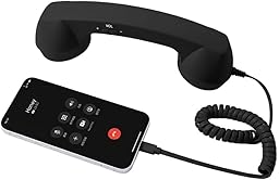 NiuLumea Auricular retro con cable para teléfono móvil con conector USB para teléfonos inteligentes y portátiles, diseño ergonómico, audio reductor de ruido, construcción de plástico, 22,7 x 6 cm