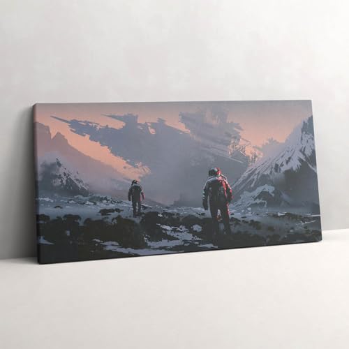 Tableau Photo sur Toile Les astronautes et la Voie lactée 140x70cm chambre
