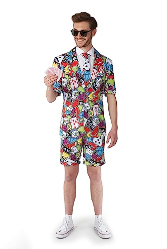 Suitmeister Men's Summer Suit - Casino Poker Outfit Slim Fit - Multicolored