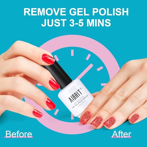 AIBRIT Gel Nail Polish Remover, Gel Polish Remover for Nails,Quickly & Easily Remove Gel Nail Polish Within 2-5 Minutes, No Soaking or Wrapping,2 Packs Each 0.5 fl oz./15ml