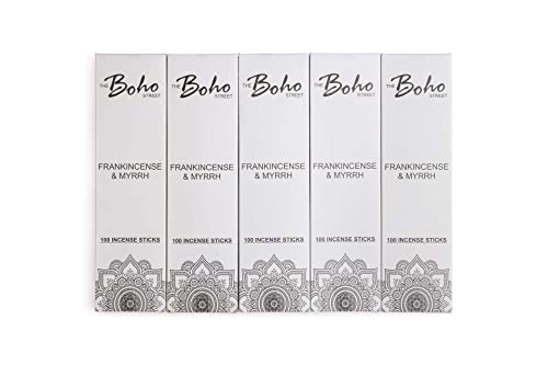 The Boho Street Premium Incense Sticks - Frankincense And Myrrh 100% Hand Rolled Hand Dipped In India 100 Sticks Pack (100) #TOP5