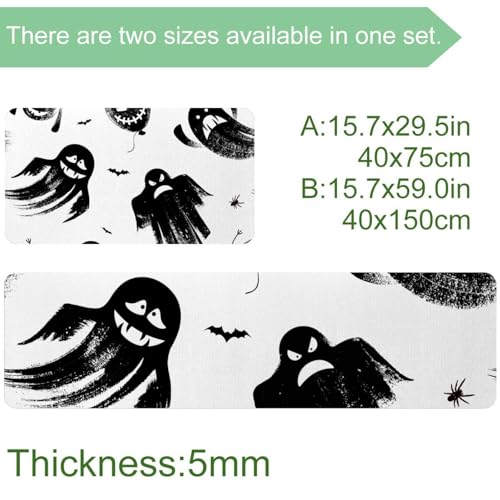 Alfombrillas de cocina negras y antideslizantes que absorben el agua con diseño de Halloween 4