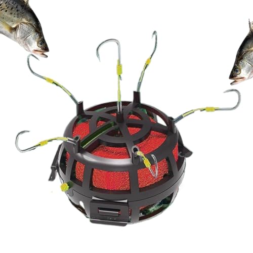 Koderkorb Zum Angeln | Federkoder-Kafige Angelkoderfalle | 360 Grad Drehende 6 Haken Montagen Fu Tilapia Karpfen Wels Abenteuer 
