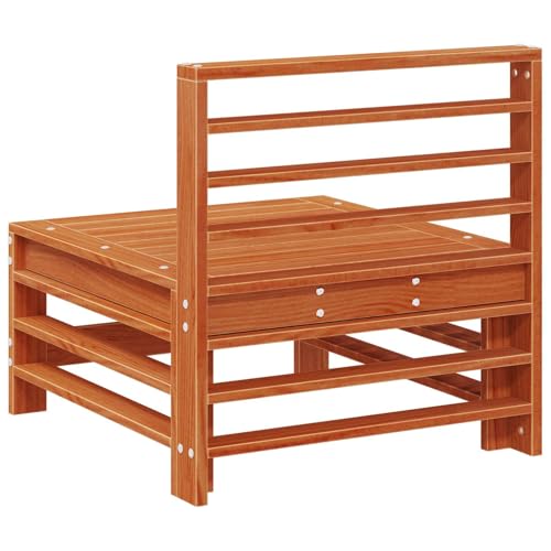 Fauteuil modulaire de terrasse extérieur en pin massif marron ciré - 6