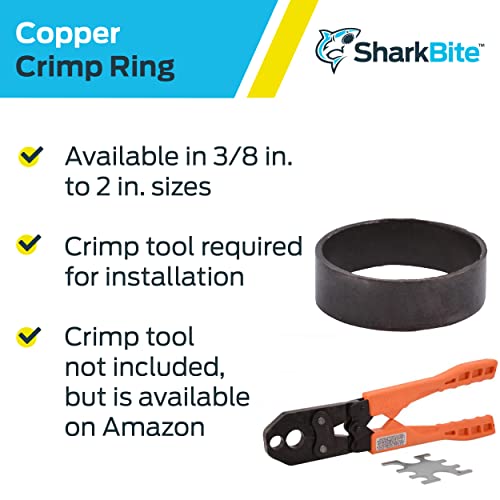 Image of SharkBite 1 Inch Copper Crimp Rings, Pack of 25, PEX Pipe, PE-RT, 23104CP25