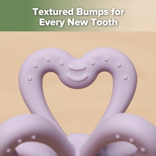 Image of Haakaa Silicone Clover Teether - Food Grade Silicone Teething Toys for Babies 3-6 Months 6-12 Months, Soft & Easy Hold Chew Toy for Infant, BPA Free (Lavender)