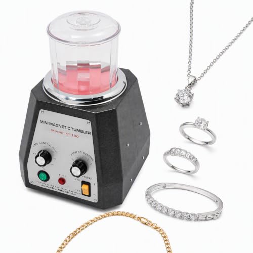Mini Magnetic Tumbler 100mm Magnetic Tumbler Jewelry Polisher 10-60min Portable Jewelry Tumbler with 4 Speeds Control for Light Metals Nonferrous Metals Hard Plastic