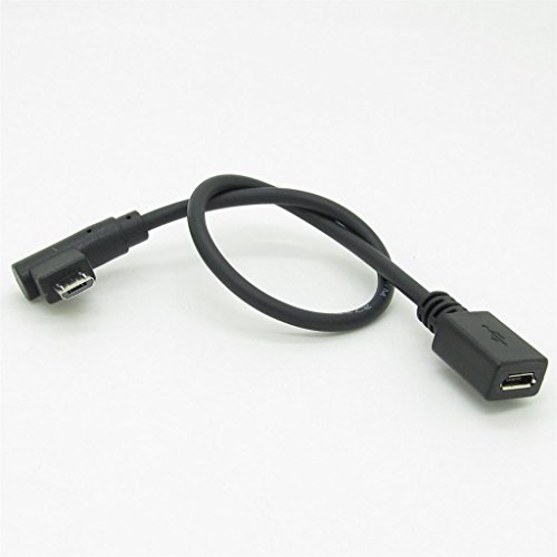 JIUWU 90 Degree Right Angle Micro USB Male to Micro USB Female Extension Cable Pack of 5