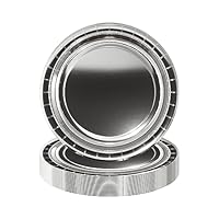 POPOYU 16Pcs Silver Party Paper Plates 7 inch, Silver Party Tableware Decor Christmas Paper Plates Disposable Dessert Plate for Kids Adults Christmas,Birthday,Graduation,Wedding Parties Supplies