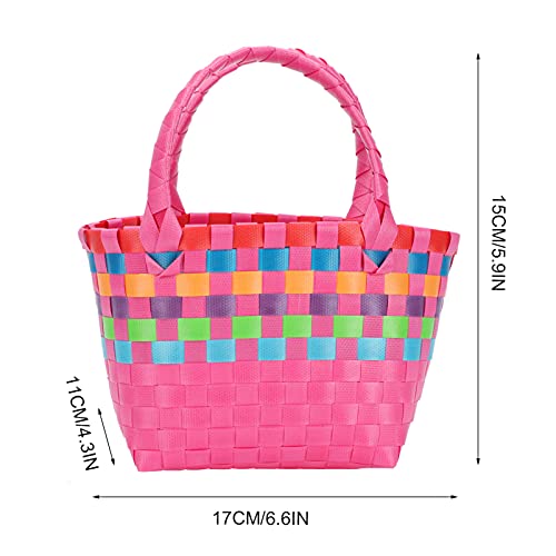 Mini Woven Basket Set Colorful Plastic Storage Baskets for Snacks Food Household Supplies Portable Tote for Beach or Picnic for Women4