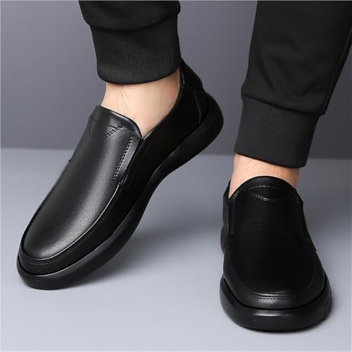 Men's Slip-On Soft Leather Business Shoes Spring Comfortable Anti-Slip Oxfords for Dad Casual Dress Shoes4