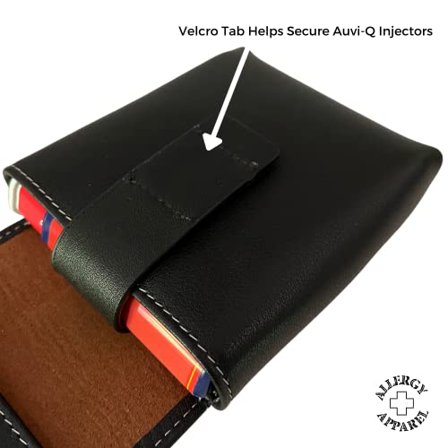 Auvi Q Carrying Case, Leather Wallet for 2 Auvi-Q epipen Injectors, 3.5X4.375 inches, Convenient & Stylish Way for Teens - Adults to Carry Allergy Medication List Wallet Card, Black4