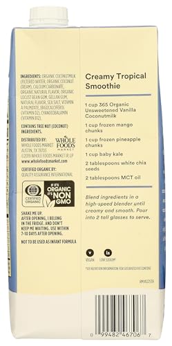 Image of 365 by Whole Foods Market, Organic Coconut Milk, Vanilla Unsweetened, 32 Fl Oz