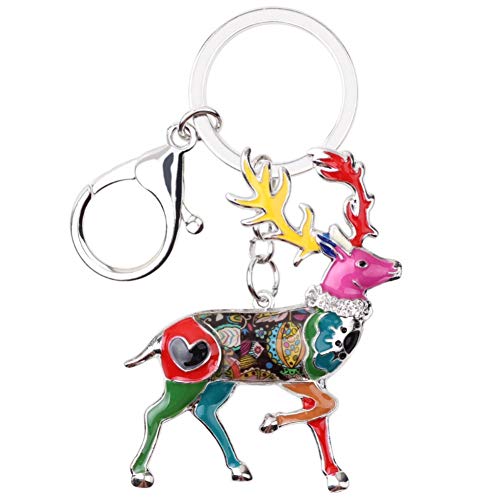 Preisvergleich Produktbild HXYKLM Emaille Alloy Reindeer Deer Key Chain Schlüsselanhänger Handtasche Charm Keychain Zubehör Tier Schmuck für Frauen