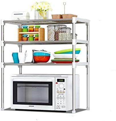 Recopilación y reviews de Estantes de aluminio los diez mejores. 37 Practiksa Estante Multifuncional Metálico con 3 Niveles Rack para Cocina Hogar Color Plateado