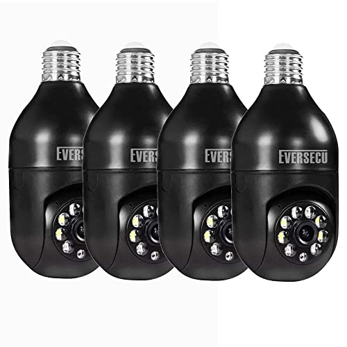 Eversecu Tuya Smart Security Camera With E26/E27 Connector 1080P Wireless Wifi Cctv Ptz Camera 2-Way Audio/Motion Detection/Auto Tracking/Night Vision (4Pcs) #TOP21