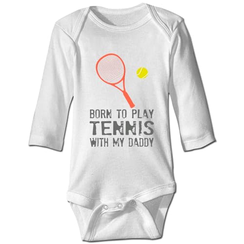 Davcielaora Body para bebé Born to Play Tennis with My Daddy, ropa para recién nacido, L-blanco., 3 meses