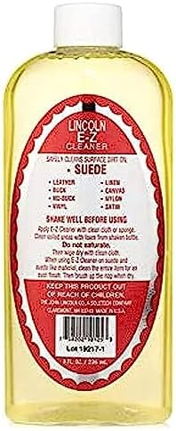 Lincoln E-Z Cleaner -The Original All-Purpose Cleaner for Leather, Suede, Fabric- Removes Dirt, Salt Stains 8oz Made in USA