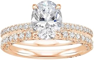 2.5 CT Oval Cut Colorless Moissanite Engagement Ring Set, Tacori Wedding/Bridal Sets, 925 Sterling Silver, Anniversary Ring Pave Set, for Women, 10K/14K/18K/22K Gold