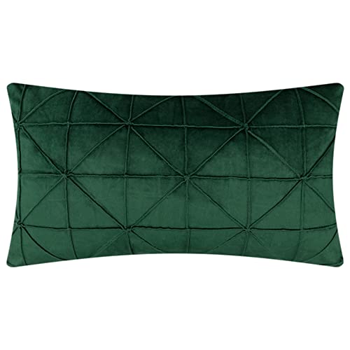 JWH Velvet Pillow Covers, Dark Green, 14x24 Inch