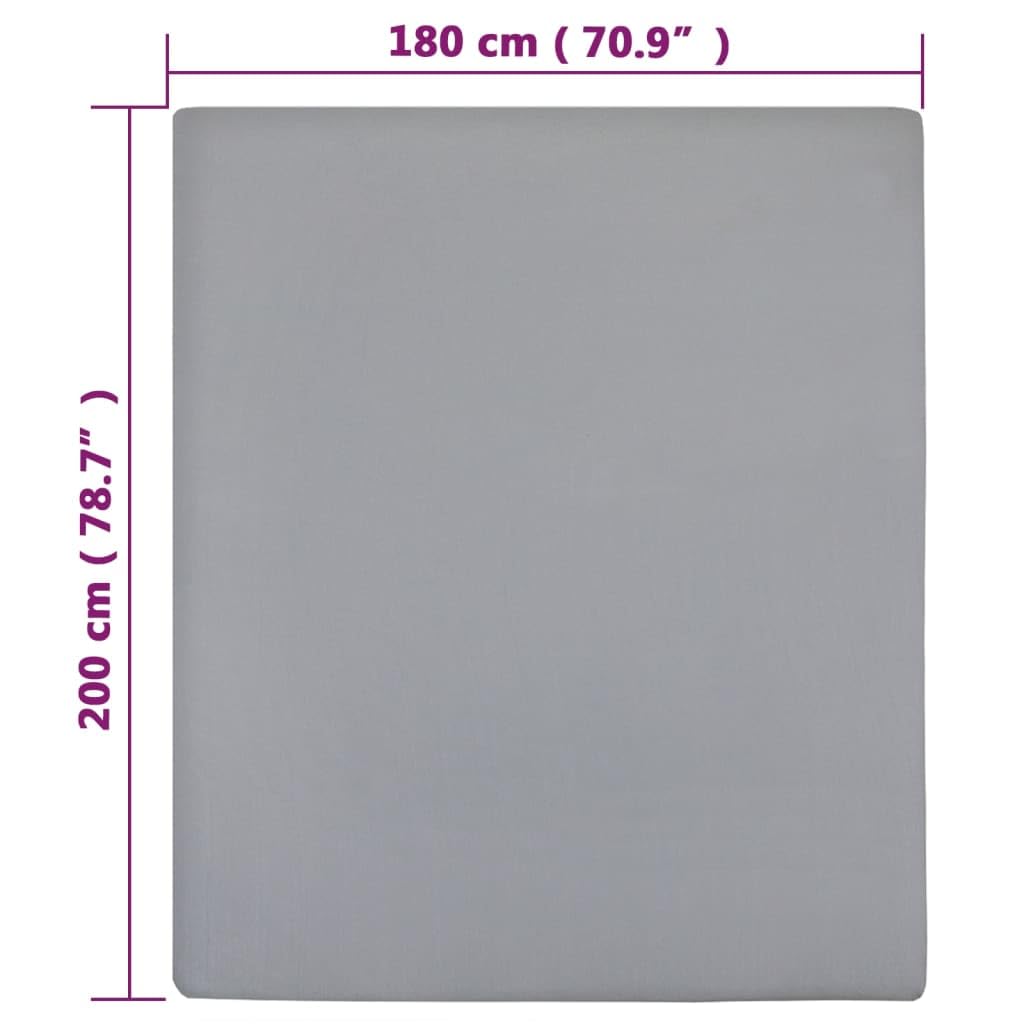 Spannbettlaken 180x200 cm Jersey Baumwolle - 2er Set Grau - Weiches Bettlaken für Matratzen - Atmungsaktiv und Elastisch