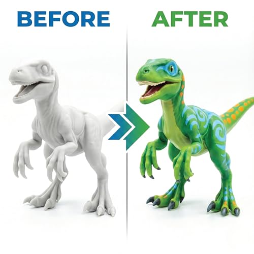 Image of Unscroo DIY 3D Model Painting Kits - Dinosaurs, Ice Age Animals & Unicorns - 3D Printed Art & Craft Hobby Gift for Kids, Teens & Adults - Return Gift Sets (Velociraptor Single)