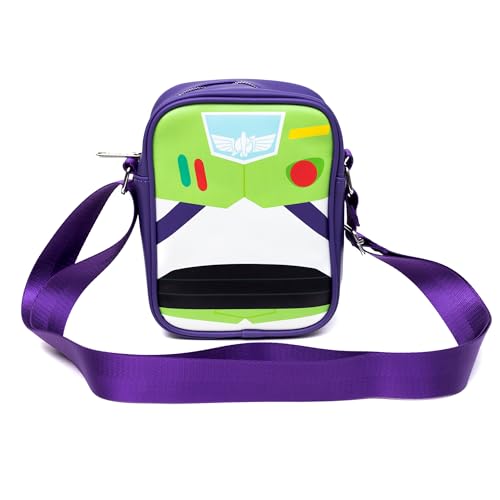 Disney Vegan Leather Crossbody Backpack for Men and Women with Adjustable Strap, Toy Story Buzz Lightyear Character Close Up Purple4