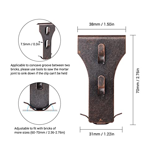 Image of Hook, 10 PCS Brick Hook Clip Outdoor Hanging Hooks for 60-70mm Brick in Height No Drilling Sliding Brick Hanger Clips for Festival Birthday Decoration