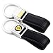 Cadtealir Highlight Stainless Steel Metal tab Lock bucle Inlaid with 18k Golden chip with Full Grain Nappa Leather Strap car Key Chain Lanyard Clips Ring for Ferrari for Men Woman Accessories