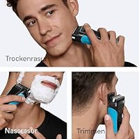 Braun Rasierer Herren Elektrisch Series 3+, 3040si, Blau - Kabelloser Elektrorasierer mit 3 Flexible Klingen, Barttrimmer mit 45 Min. Akku, Wasserdicht, Made in Germany, Inkl. Schutzkappe – Ansicht 4