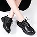 OKJ Oxford Shoes for Women, Black Womens Oxford Shoes Leather Platform Women's Oxfords Comfortable Dressy Slip On, Lace Up Loafers Casual Work Business Dress Office Oxfords Shoes for Women Black 7.0