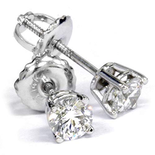Pompeii 3/4ct Diamond Studs Screw Back 14K White Gold2