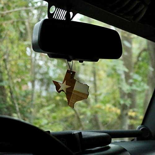 Arotags Wooden Car Air Fresheners - Long Lasting Cool Breeze Scent Diffuses For 365+ Days - Includes Texas Hanging Mirror Diffuser And Fragrance Oil - 100% American Made #TOP4