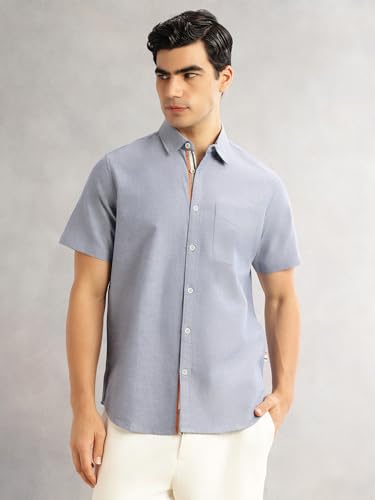 Image of Thomas Scott Men's Cotton Casual Shirt | Regular Fit | Soft & Breathable Fabric | Stylish Everyday Wear for Work, Travel & Outings