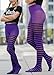 ToBeInStyle Girl’s Adorable Fun and Trendy Colorful Striped Comfy Tights - Black/Purple - 7-8 Years