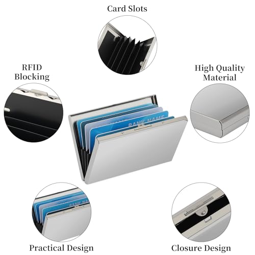 Image of Stainless Steel Credit Card Wallet RFID Blocking Metal Case Pocket Business Card Holder for Women and Men