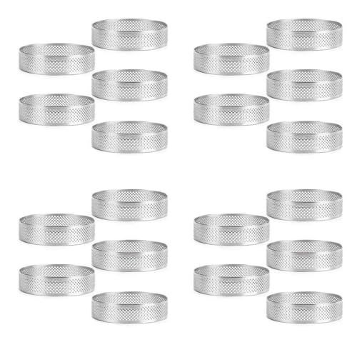 Anillos de tarta de acero inoxidable de 9cm con agujeros, 20 piezas 2