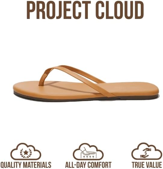 Project Cloud Flip Flops for Women Footwear- Lightweight and Memory Foam Insole Sandals for Women 2026 - Durable Non-Slip Beach Essentials Flats for Women Sandals (Foundations) thumbnail