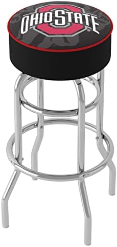 Trademark Gameroom Bar Stool - Ohio State University Faded Brutus Stool with Foam Padded Seat - Swivel Chair for Game Room, Garage, or Home Bar