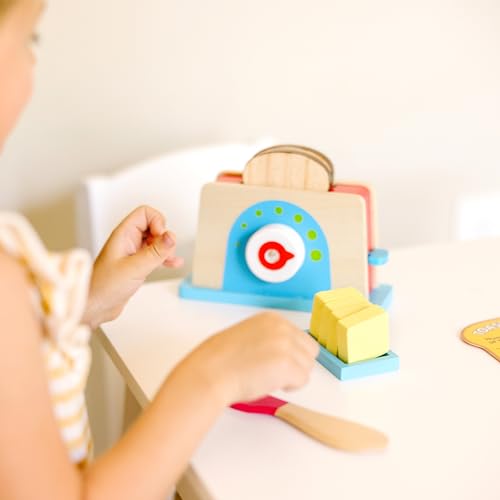 Melissa & Doug Bread and Butter Toaster Set (9 pcs) - Wooden Play Food and Kitchen Accessories - image 5