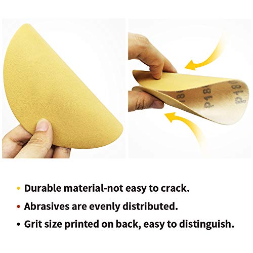 SPEEDWOX 50 Pcs 6 Inches Sanding Discs 180 Grit Dustless Hook and Loop Sandpaper for Random Orbital Sander Yellow Finishing Discs for Automotive Woodworking - Image 3