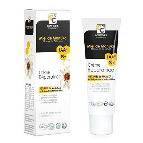 COMPTOIRS ET COMPAGNIES - Crème Réparatrice avec 40% Miel de Manuka IAA10+ - Peaux Abîmées et Asséchées - Certifiée Bio - 40ml Cover