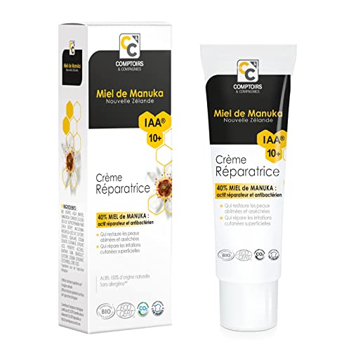 COMPTOIRS ET COMPAGNIES - Crème Réparatrice avec 40% Miel de Manuka IAA10+ - Peaux Abîmées et Asséchées - Certifiée Bio - 40ml