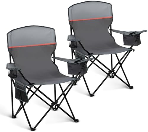 LET'S CAMP Lot de 2 chaises de Camping Pliantes avec Sac Isotherm...