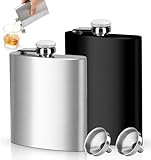 2-Pack Matte Stainless Steel Hip Flasks for Men Women – 8oz Leakproof Pocket Flask with Funnel for Liquor, Whiskey, and Alcohol – Perfect for Weddings, Parties, and Gifts