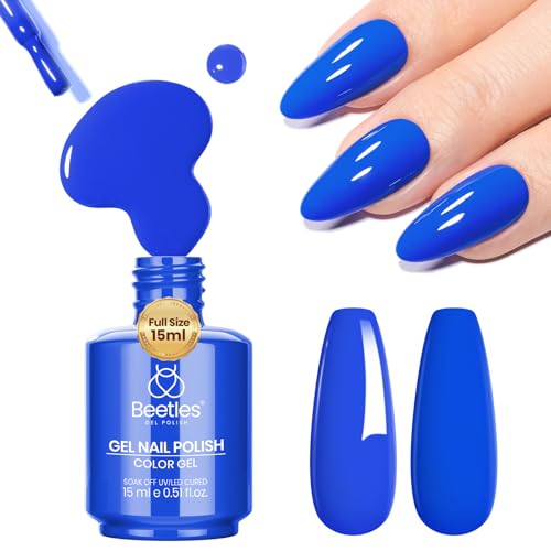 Image of Beetles Blue Gel Polish - 15ML /0.51Fl Oz., Royal Blue Gel Polish, Color-Matched Bottle, Soak-Off UV LED, Long-Lasting Holiday & Summer Nails Art for DIY Beginners & Salon Pros