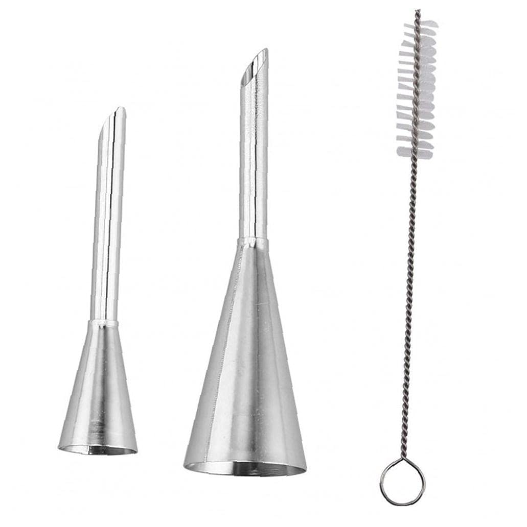 Onsinic 3pcs Cream Icing Piping Puff Nozzle Tips Stainless Steel Cupcake Puffs Injection Russian Syringe Confectionery Pastry Tool