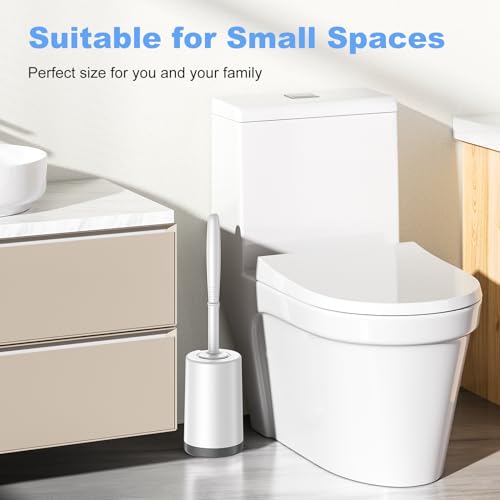 Hamitor TOILET BRUSH WHITE 1 PACK Toilet Bowl Brush Holder Set: Curved Design thumb #5