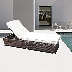 DIMAR GARDEN Outdoor Chaise Lounge Wicker Patio Lounge Chair,Rattan Daybed Sunbed Couch Furniture with Cushion,Pool… 4159HFfrPuL. SS280
